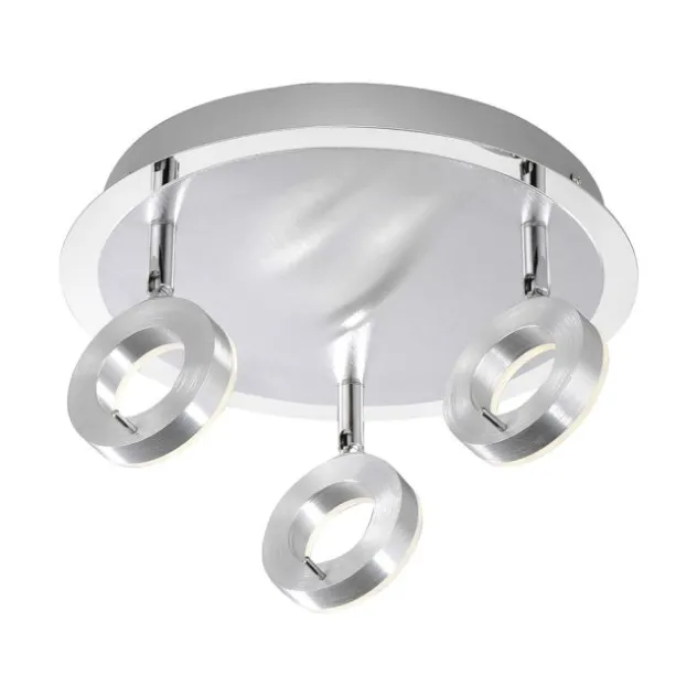 LED-Deckenstrahler, aluminium-matt, 3 Leuchtköpfe, warmweiße Lichtfarbe