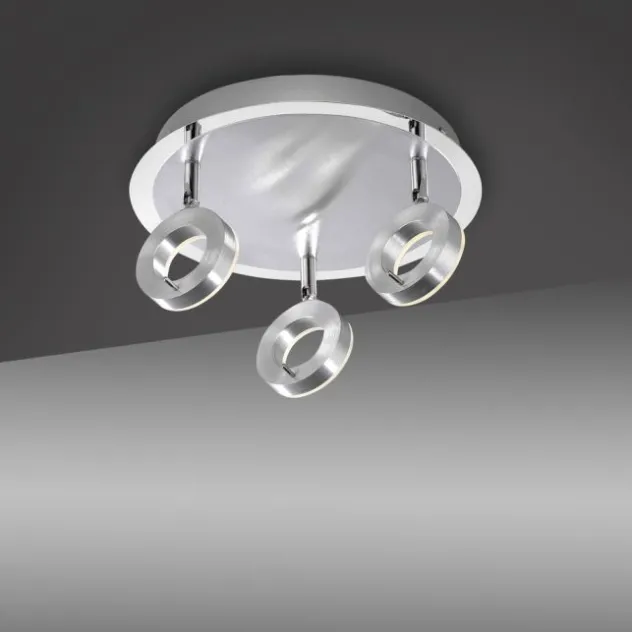 LED-Deckenstrahler, aluminium-matt, 3 Leuchtköpfe, warmweiße Lichtfarbe