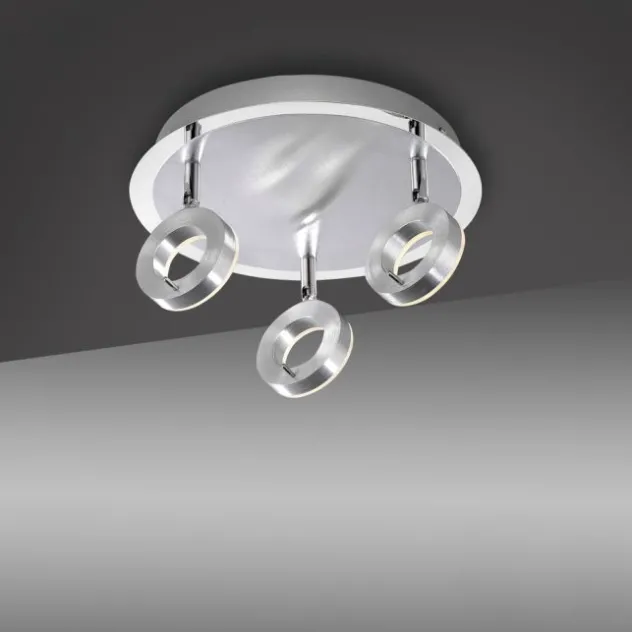 LED-Deckenstrahler, aluminium-matt, 3 Leuchtköpfe, warmweiße Lichtfarbe