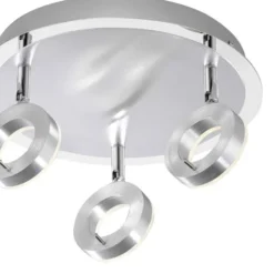 LED-Deckenstrahler, aluminium-matt, 3 Leuchtköpfe, warmweiße Lichtfarbe