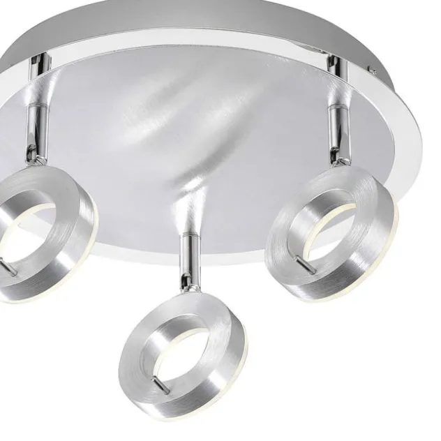 LED-Deckenstrahler, aluminium-matt, 3 Leuchtköpfe, warmweiße Lichtfarbe