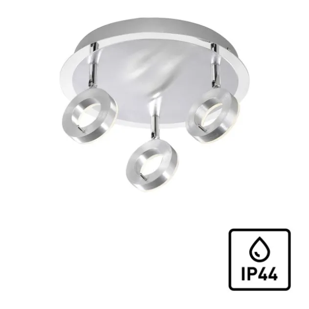 LED-Deckenstrahler, aluminium-matt, 3 Leuchtköpfe, warmweiße Lichtfarbe