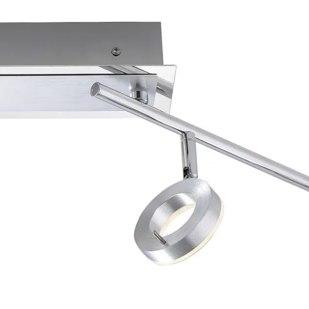 LED Deckenstrahler, aluminiumfarben, schwenkbar, runde Leuchtköpfe, modern