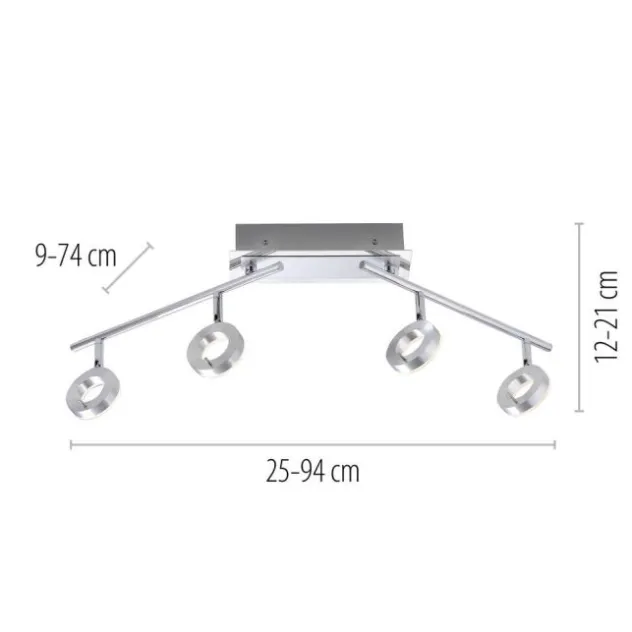 LED Deckenstrahler, aluminiumfarben, schwenkbar, runde Leuchtköpfe, modern