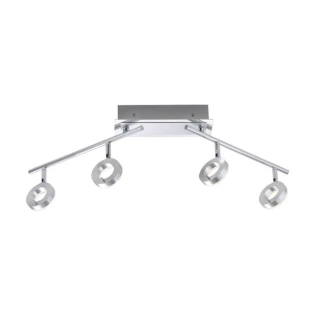 LED Deckenstrahler, aluminiumfarben, schwenkbar, runde Leuchtköpfe, modern