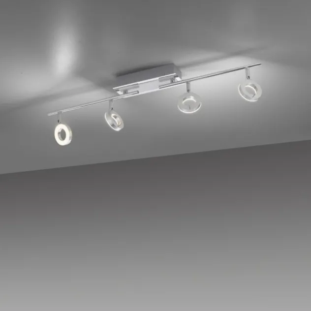 LED Deckenstrahler, aluminiumfarben, schwenkbar, runde Leuchtköpfe, modern