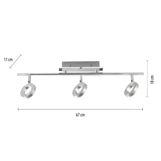 LED-Deckenstrahler, Aluminium, 3 Leuchtköpfe, warmweiße Lichtfarbe, modern