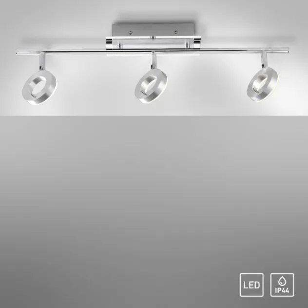 LED-Deckenstrahler, Aluminium, 3 Leuchtköpfe, warmweiße Lichtfarbe, modern
