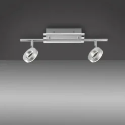 LED-Deckenstrahler, Aluminium, 2 Leuchtköpfe, warmweiße Lichtfarbe, modern