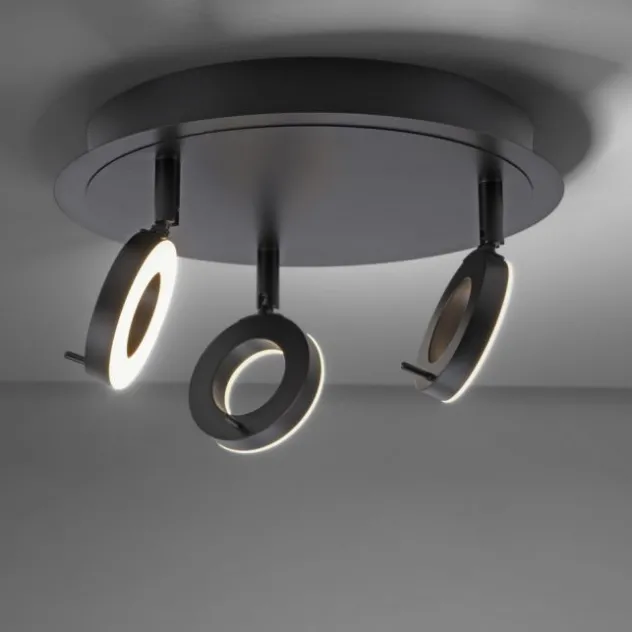 LED Deckenstrahler anthrazit rund 3 flammig drehbar spritzwasserschutz