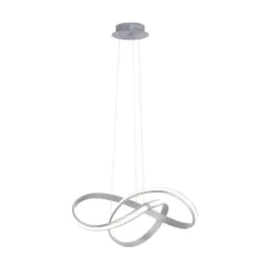 LED Design Pendelleuchte, geschwungene Form, stahlfarben, dimmbar, modern