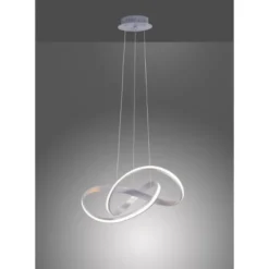 LED Design Pendelleuchte, geschwungene Form, stahlfarben, dimmbar, modern