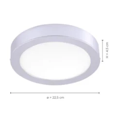 LED-Einbauleuchte in silber und rund mit warmweißer Lichtfarbe mit Dimmfunktion