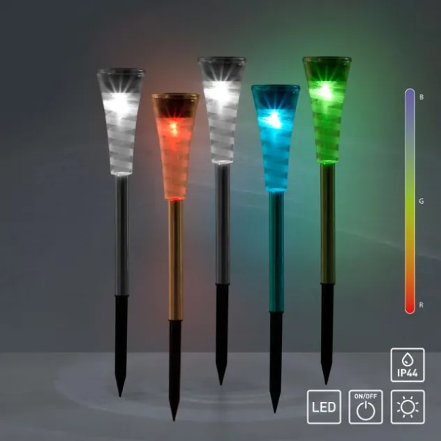 LED Erdspießleuchte Set Farbverlauf spritzwassergeschützt Solar