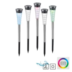 LED Erdspießleuchte Set Farbverlauf spritzwassergeschützt Solar