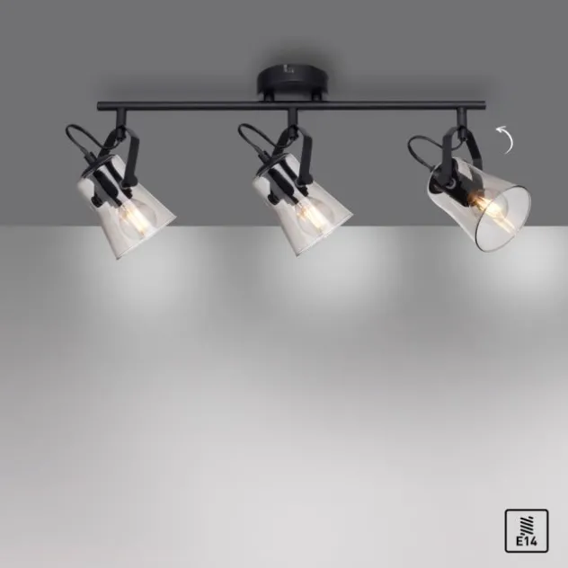 LED 3 flammige Deckenlampe und Wandlampe schwarz drehbar schlichtes Design