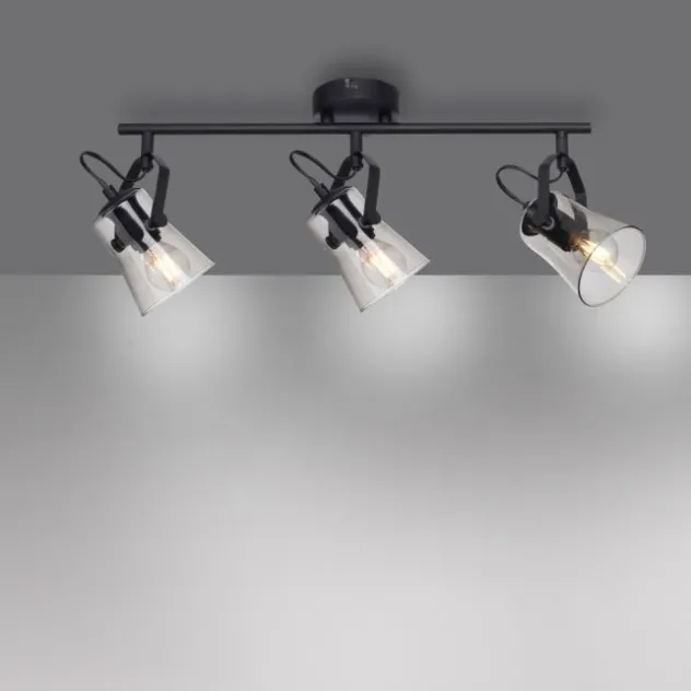 LED 3 flammige Deckenlampe und Wandlampe schwarz drehbar schlichtes Design