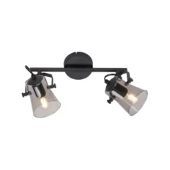 LED 2 flammige Deckenlampe und Wandlampe schwarz drehbar schlichtes Design