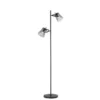 LED 2 flammige Stehlampe schwarz drehbar Fußschalter schlichtes Design