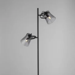 LED 2 flammige Stehlampe schwarz drehbar Fußschalter schlichtes Design