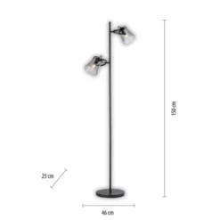LED 2 flammige Stehlampe schwarz drehbar Fußschalter schlichtes Design