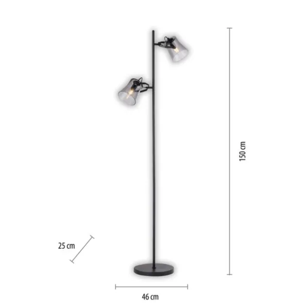 LED 2 flammige Stehlampe schwarz drehbar Fußschalter schlichtes Design