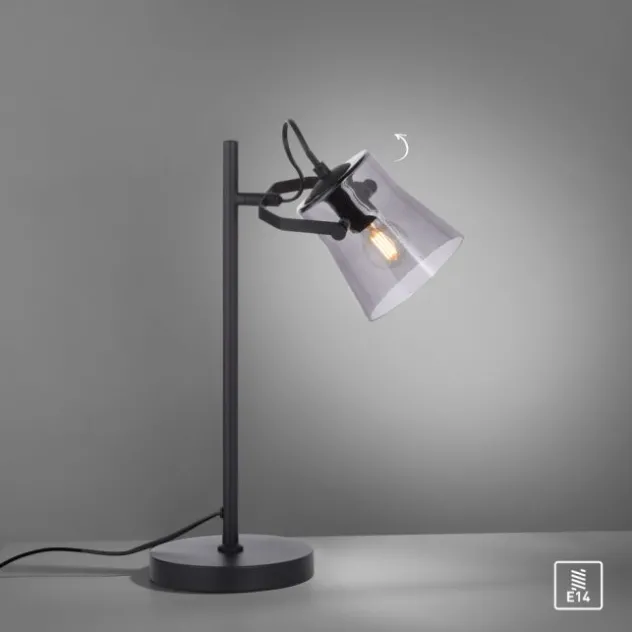 LED 1 flammige Tischlampe schwarz drehbar Schnurschalter schlichtes Design