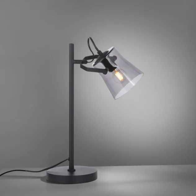 LED 1 flammige Tischlampe schwarz drehbar Schnurschalter schlichtes Design