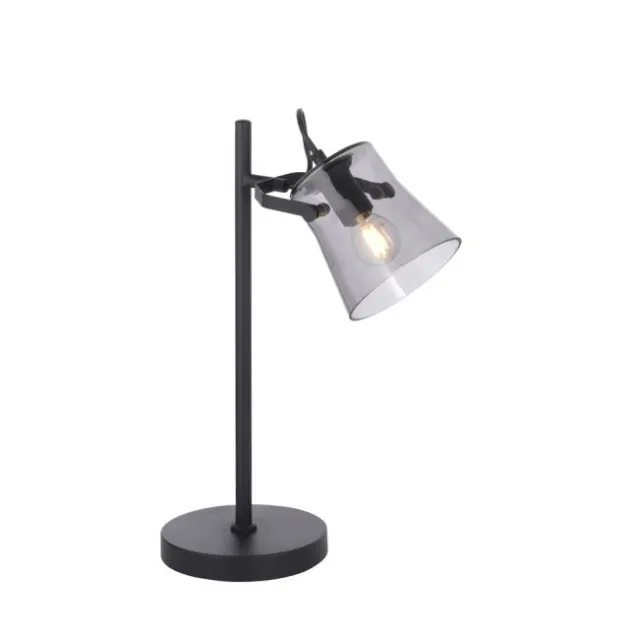 LED 1 flammige Tischlampe schwarz drehbar Schnurschalter schlichtes Design