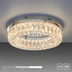 LED Kronleuchter Deckenlampe chrom Kristallanhänger 3-Stufen-Dimmer