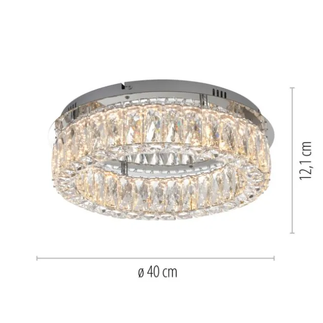 LED Kronleuchter Deckenlampe chrom Kristallanhänger 3-Stufen-Dimmer