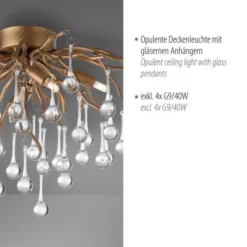 LED Kronleuchter ICICLE altmessing Glaskristallabhänger Schlafzimmer