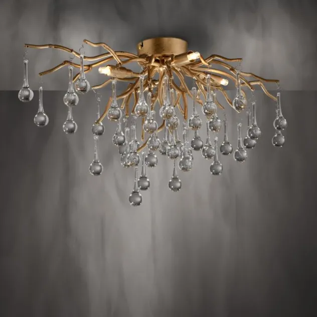 LED Kronleuchter ICICLE altmessing Glaskristallabhänger Schlafzimmer