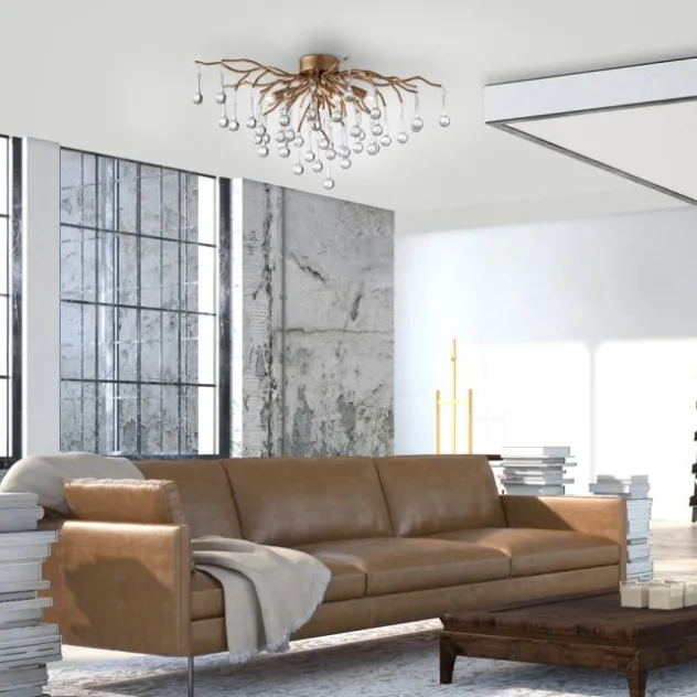 LED Kronleuchter ICICLE altmessing Glaskristallabhänger Schlafzimmer
