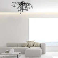 LED Kronleuchter ICICLE schwarz Glaskristallanhänger Schlafzimmer
