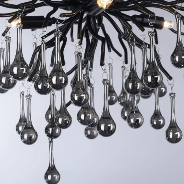 LED Kronleuchter ICICLE schwarz Glaskristallanhänger Schlafzimmer