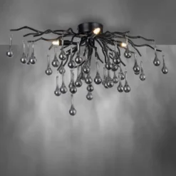 LED Kronleuchter ICICLE schwarz Glaskristallanhänger Schlafzimmer