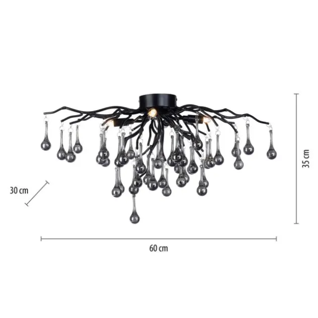 LED Kronleuchter ICICLE schwarz Glaskristallanhänger Schlafzimmer