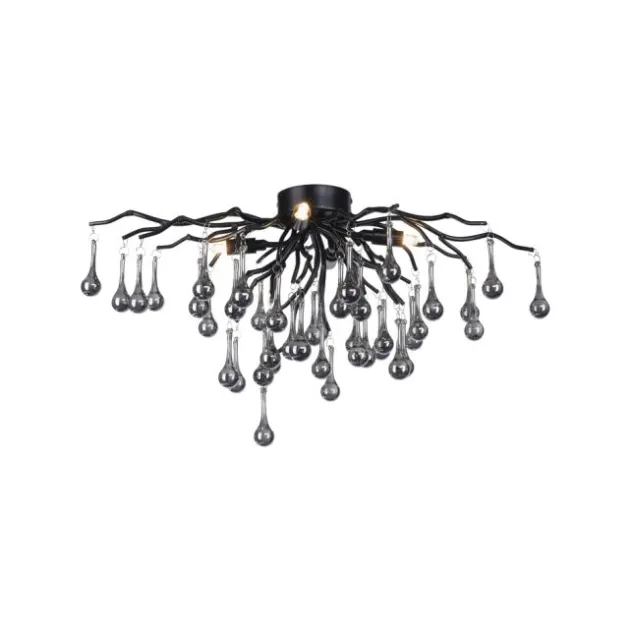LED Kronleuchter ICICLE schwarz Glaskristallanhänger Schlafzimmer