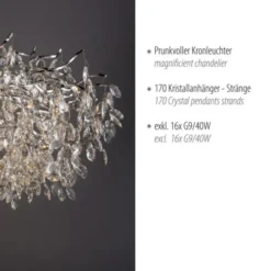 LED Kronleuchter Kristallanhänger chrom Pendelleuchte Schlafzimmer