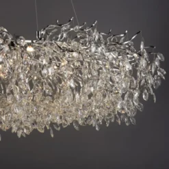 LED Kronleuchter Kristallanhänger chrom Pendelleuchte Schlafzimmer