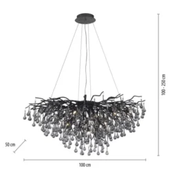 LED Kronleuchter schwarz Kristall Glasanhänger Pendelleuchte