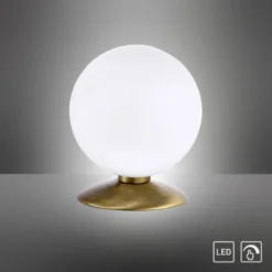 LED-Kugelleuchte, altmessing warmweiß, Touchdimmer, blendfrei, Opalglas