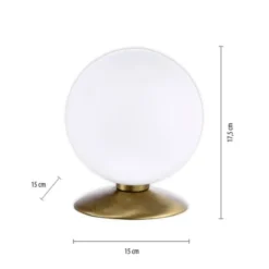 LED-Kugelleuchte, altmessing warmweiß, Touchdimmer, blendfrei, Opalglas