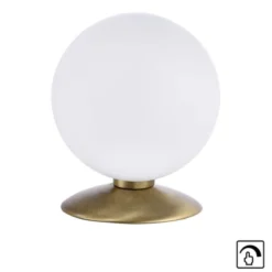 LED-Kugelleuchte, altmessing warmweiß, Touchdimmer, blendfrei, Opalglas