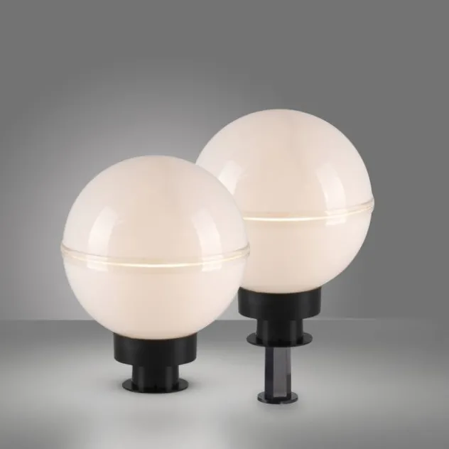 LED Kugelleuchte 2er Set 20x20x51cm weiß mit Kabel und Spieß Außenlampe