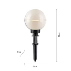 LED Kugelleuchte 2er Set 20x20x51cm weiß mit Kabel und Spieß Außenlampe