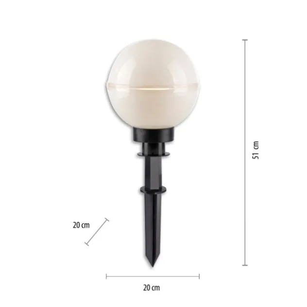 LED Kugelleuchte 2er Set 20x20x51cm weiß mit Kabel und Spieß Außenlampe