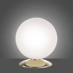 LED-Kugelleuchte, messing-matt, Touchdimmer, blendfrei, Opalglas