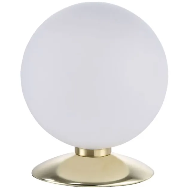 LED-Kugelleuchte, messing-matt, Touchdimmer, blendfrei, Opalglas